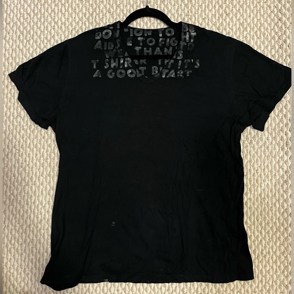 Maison Martin Margiela Aids Awareness T-Shirt Tee - Black on Black